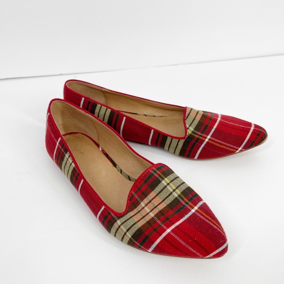 Joie Shoes - JOIE | Striped Plaid Slip On Pointed Toe Dress Loafer Shoes Sz. 5